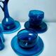Glassware set in cobalt blue blown glass – carafe + 4 glasses + 3 bowls + 4 saucers