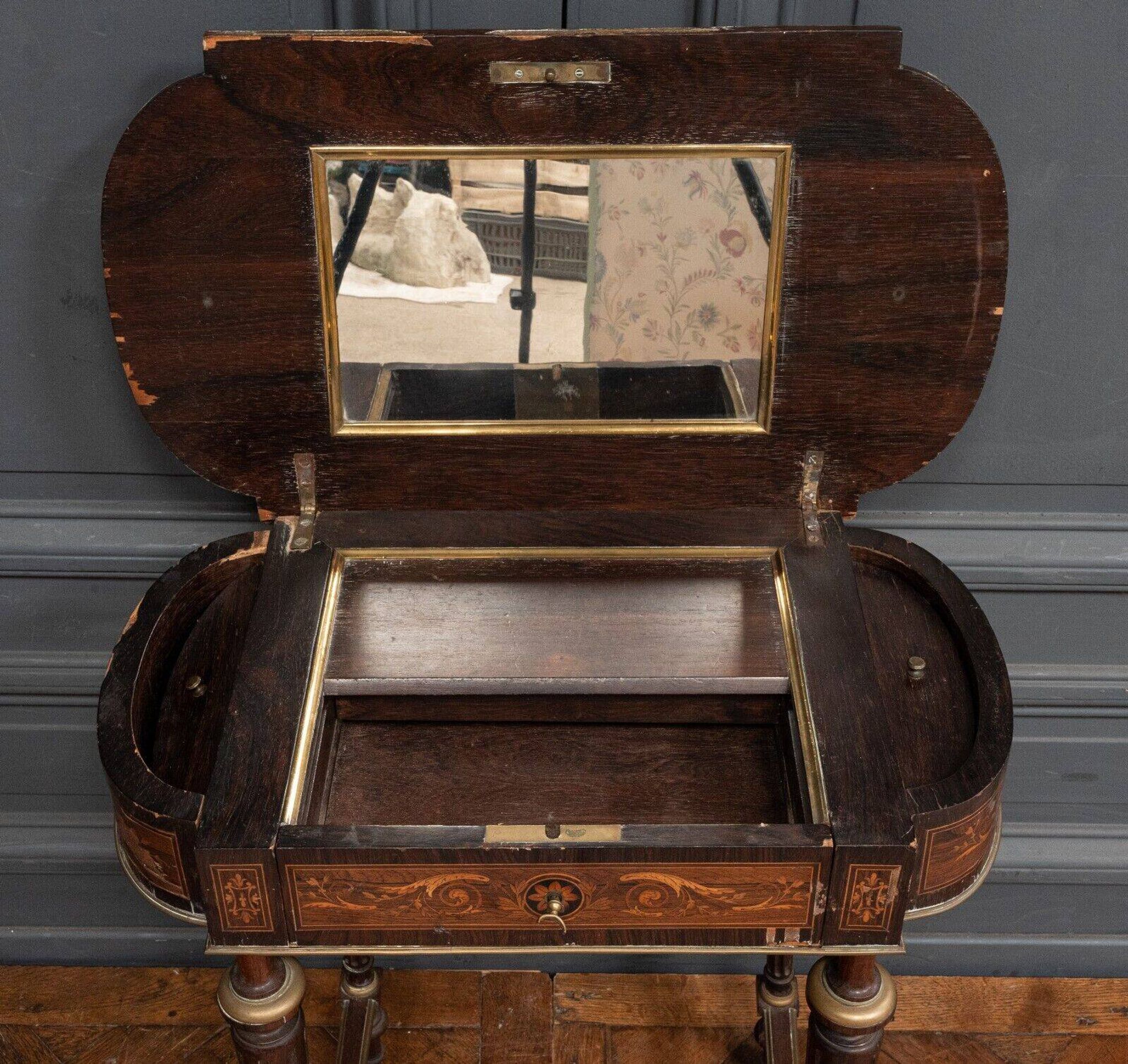 Napoleon III hairdresser worker marquetry 4 feet decorated with bronze