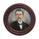 Portrait man in frame round wood