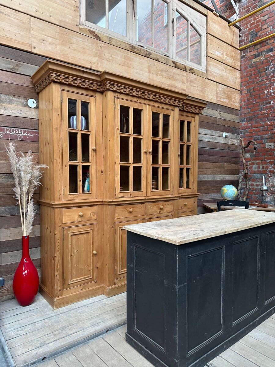 Pine shop display cabinet