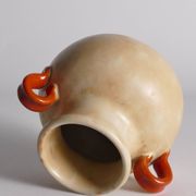 Art Deco Ceramic Beige Vase with Red Handles by Anna-Lisa Thomson, Upsala Ekeby