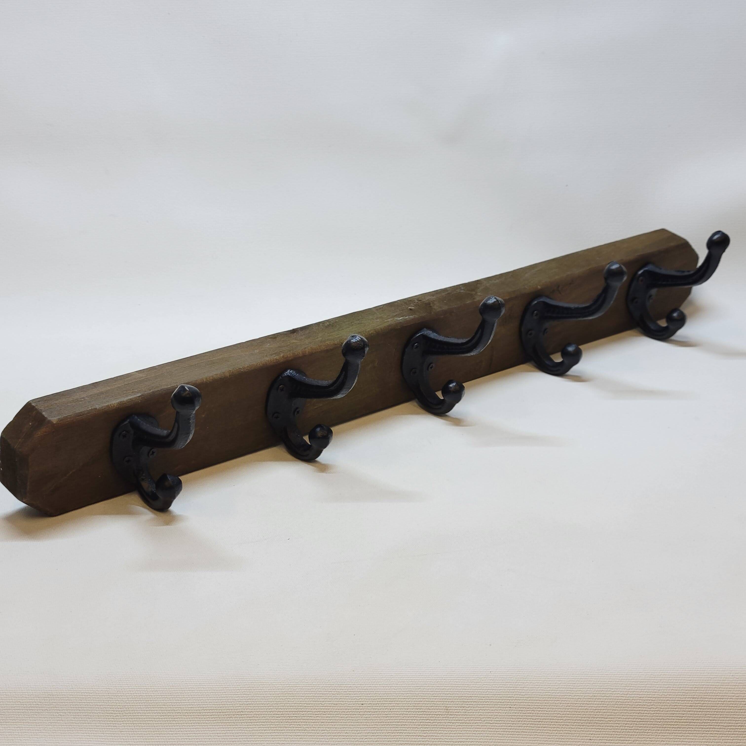 Coat Rack With 5 Hooks In Wood And Metal