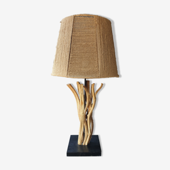 Lampe de salon en bois flotté