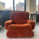 Orange velvet armchair