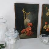 Old pitcher painting with carnations