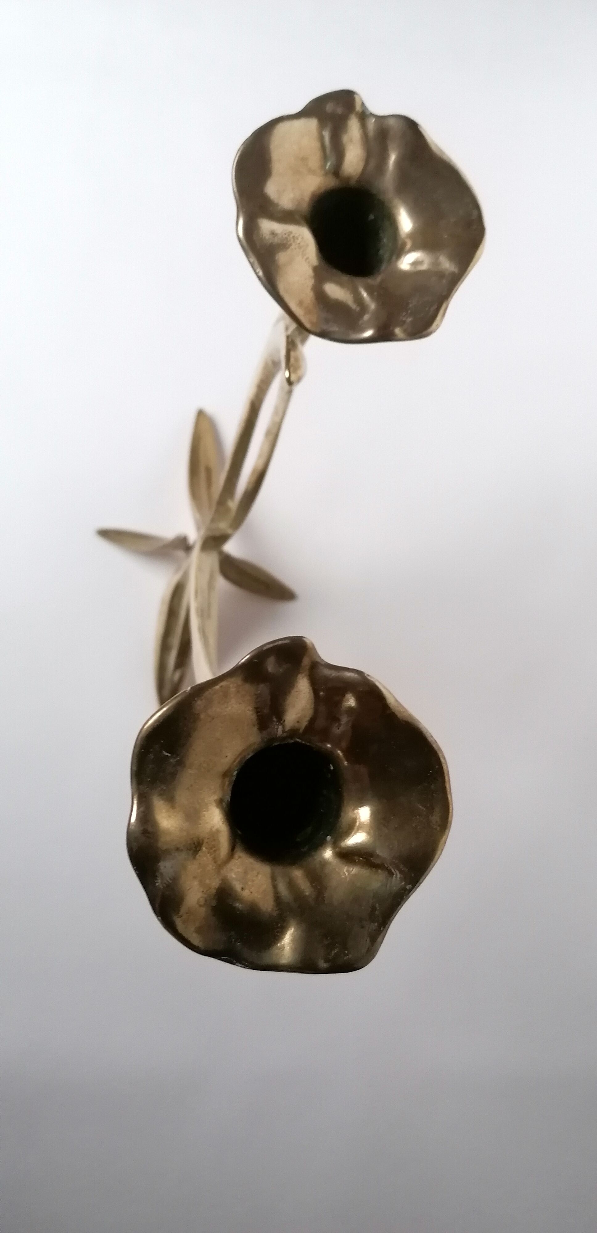 Two-light brass candle holder