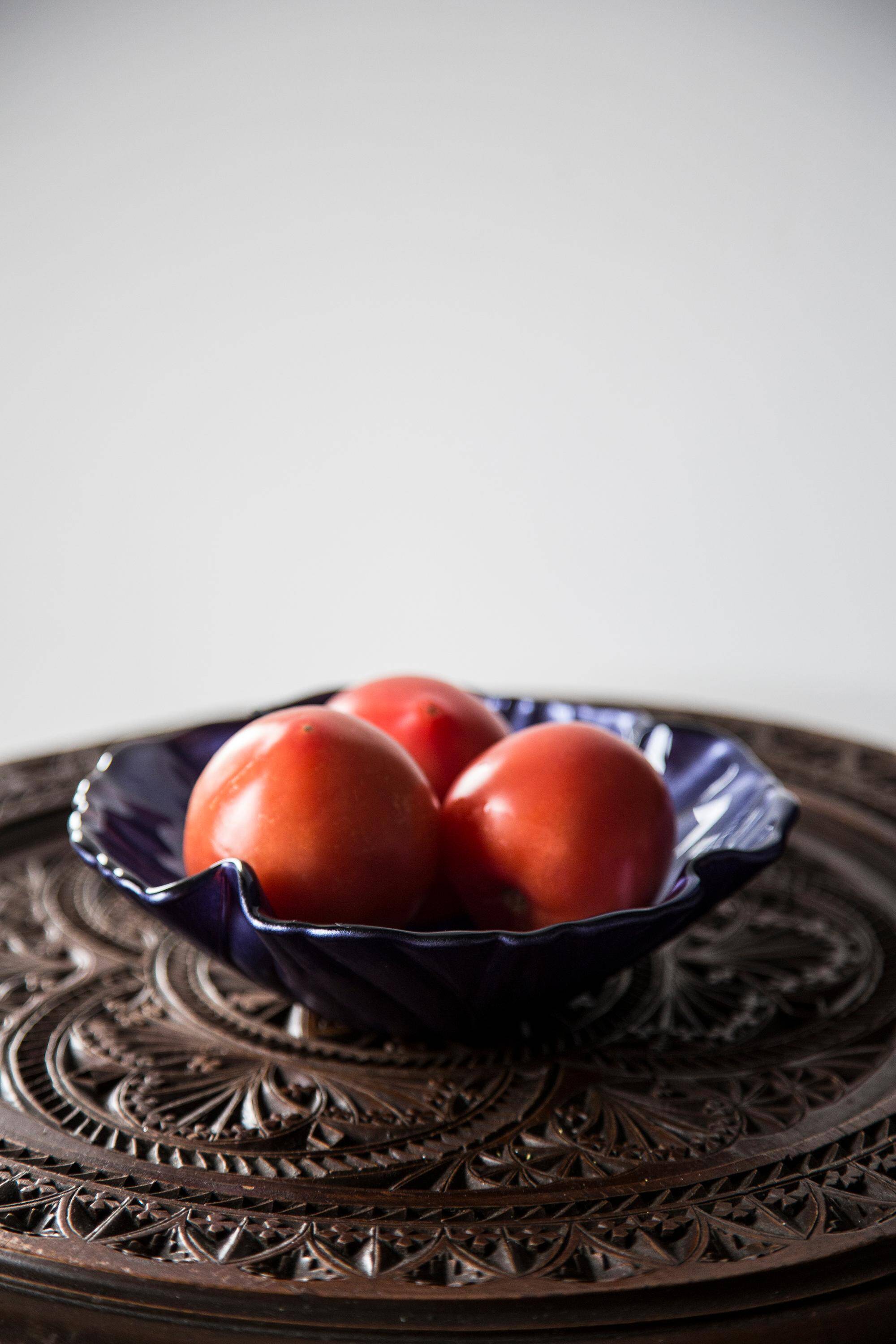 Vintage decorative glass plate in purple with flower pattern, Italy, 1960s.