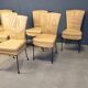 Vintage leather dining chairs, set of 6, 1980s