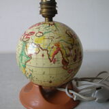 Ancienne lampe jouet mont blanc années 1950/60 globe terrestre en tôle