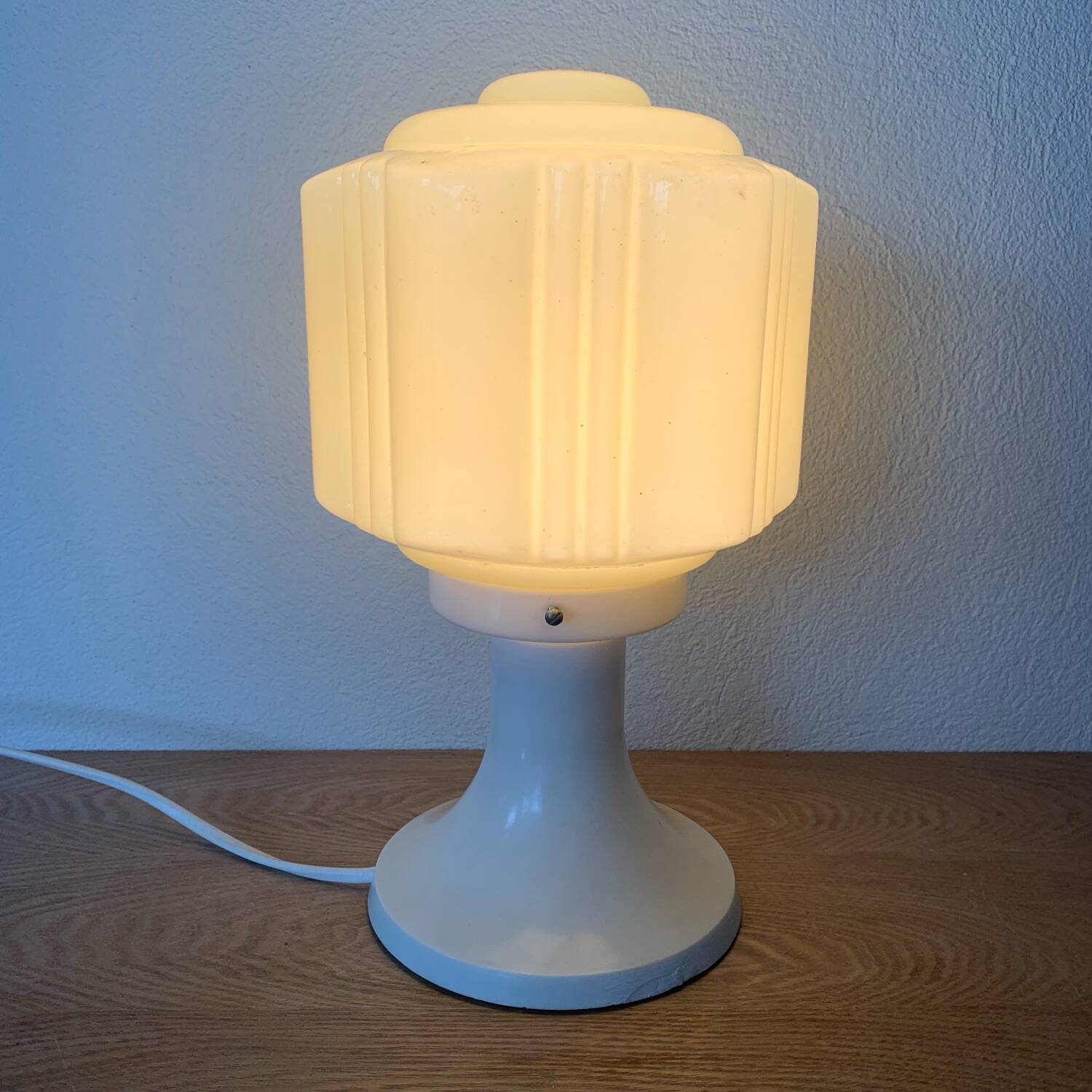 Table Lamp With Globe Thabur Yellow Straw Netherlands 30s-40s