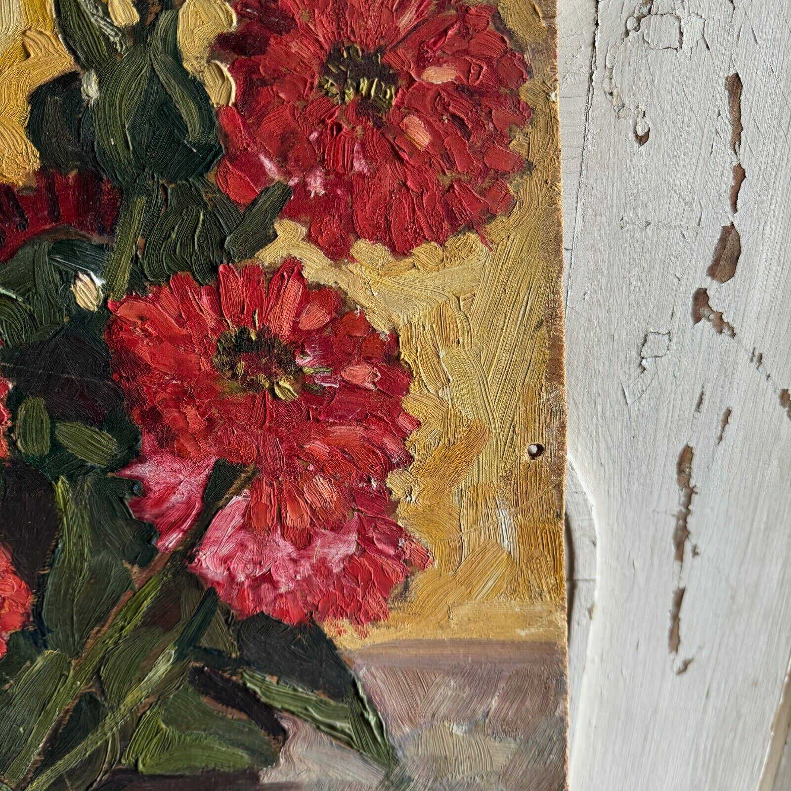 Oil on panel still life with flowers by A. Le Cudennec 1955