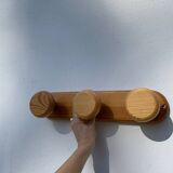 1980 pine wood wall coat rack