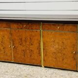 Modernist Sideboard in Radica and Gilded Metal, 1970s