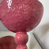 Grande coupe sur pied faïence Digoin rose