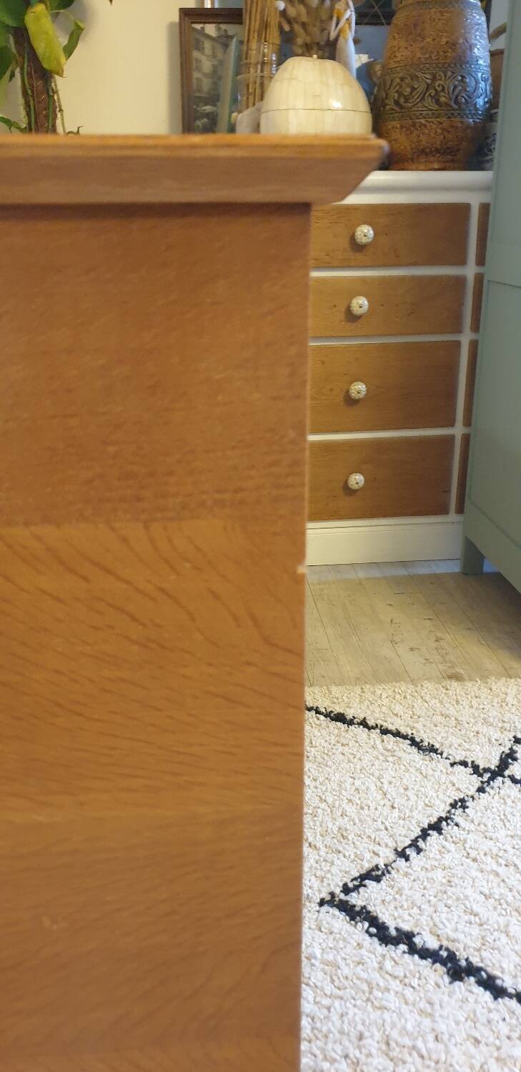Wood and rattan chest of drawers