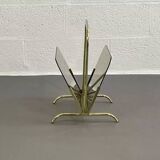 Brass and glass magazine rack