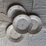 4 vintage earthenware dessert plates - Small floral pattern