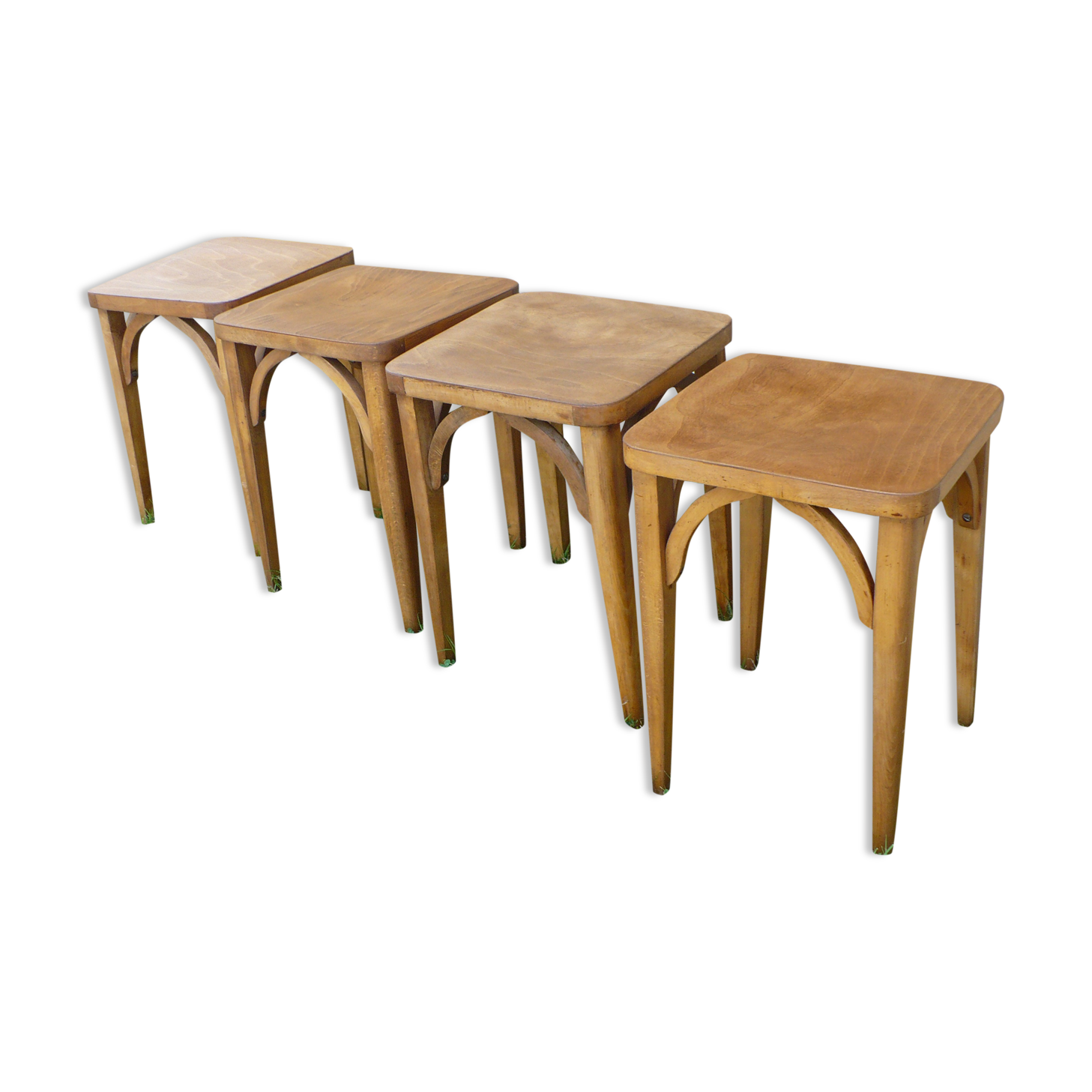 Set of 4 wooden stools