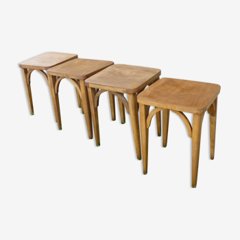 Set of 4 wooden stools