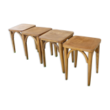 Set of 4 wooden stools