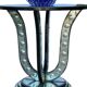 Table / pedestal table in aged glass with bubble decor from the 70s