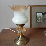 Lampe à poser ambiance rétro, globe tulipe création unique