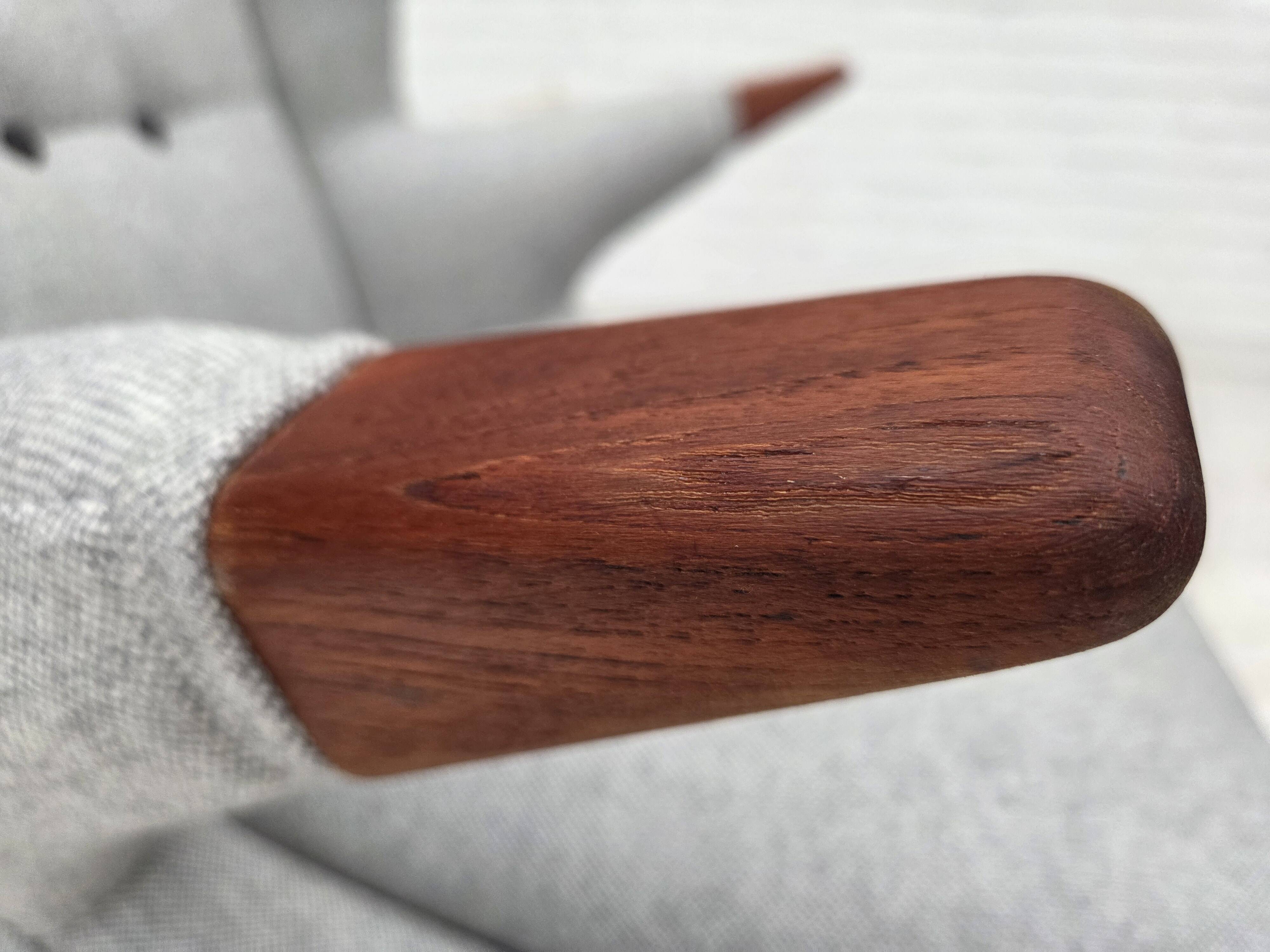 1960s, Danish "Teddy chair" with stool, reupholstered, wool, teak wood.