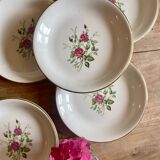 Set of 6 vintage flat plates - Pompadour de Gien