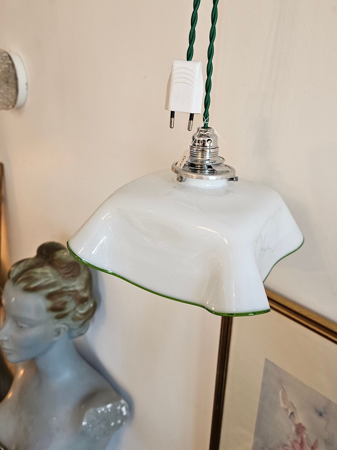 Suspension torchon opaline vintage