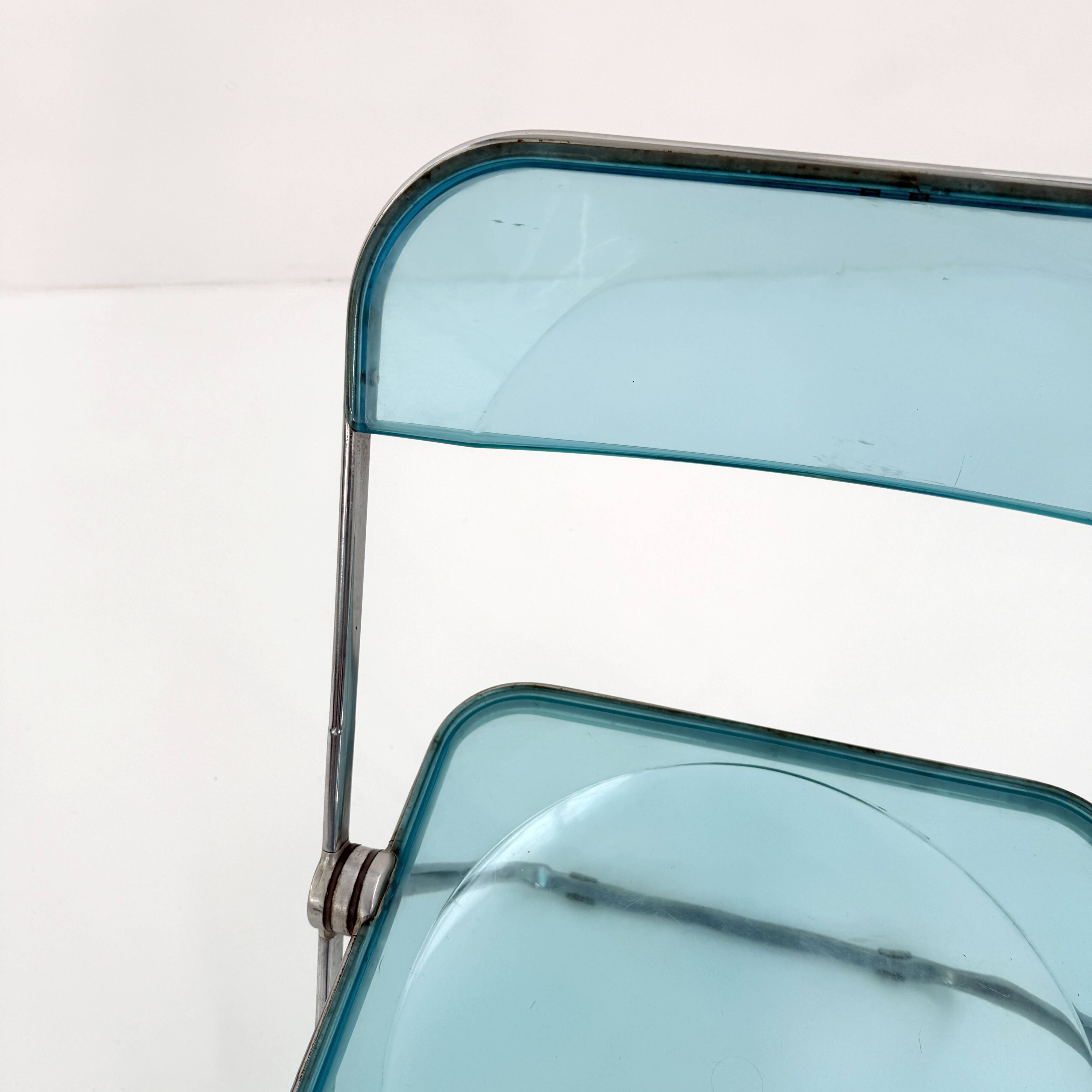 Blue Plia Chair by Giancarlo Piretti for Castelli, 1960