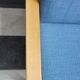 Blue fabric easy chair  in blonde wood frame 1960s