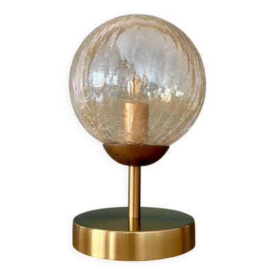 Lampe à poser globe vintage en verre ambré