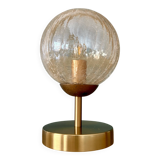 Vintage globe table lamp in amber glass
