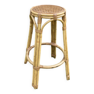 Vintage rattan and cane side table
