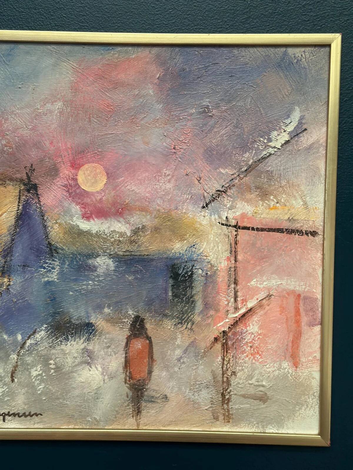 Original Swedish Oil on Panel – “Figure in Landscape” by Poul K. Jörgensen