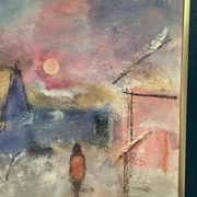 Original Swedish Oil on Panel – “Figure in Landscape” by Poul K. Jörgensen