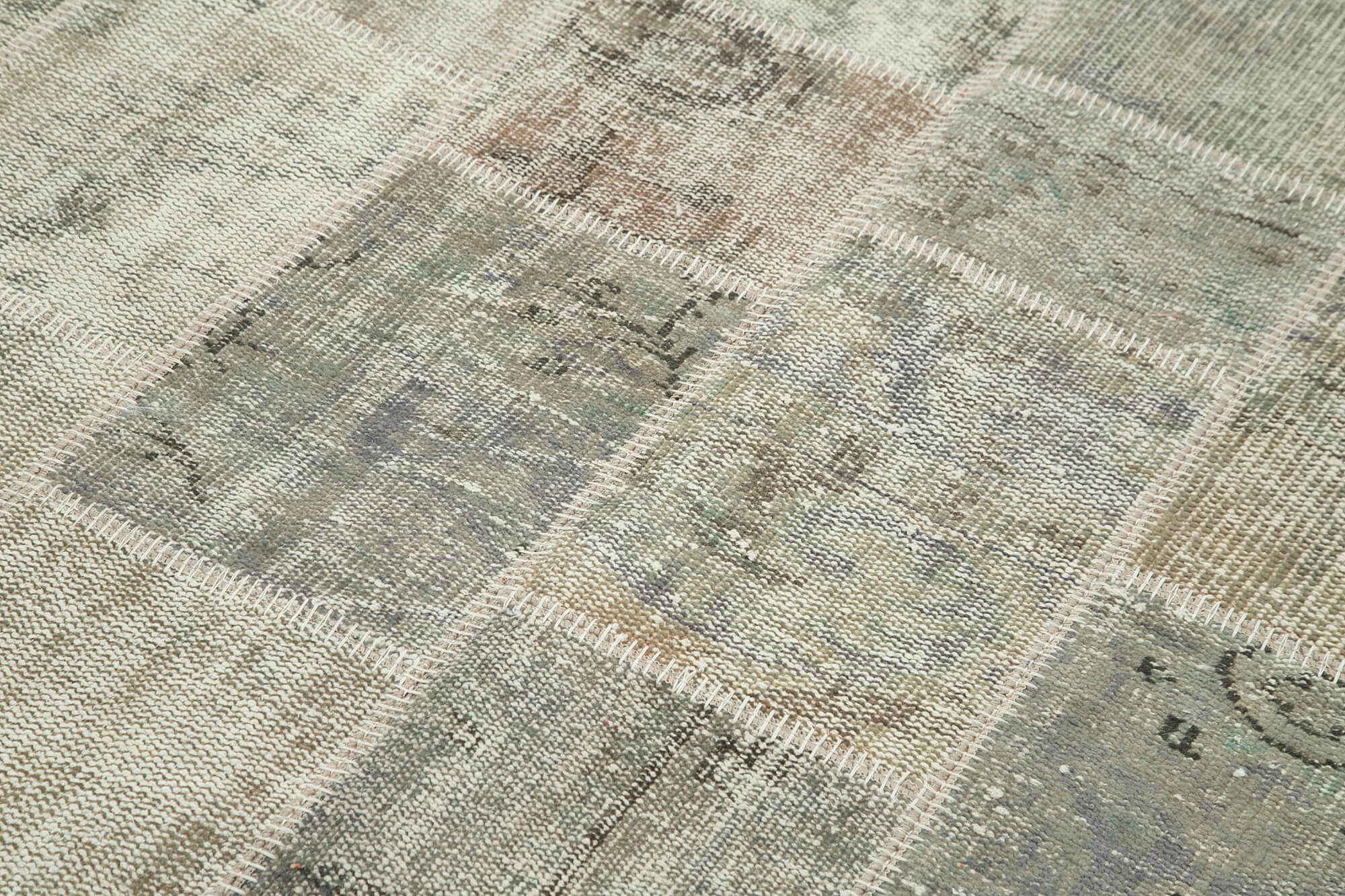 Handwoven Oriental Vintage 172 cm x 236 cm Grey Patchwork Carpet