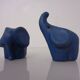 Mid-Century Blue Ceramic Elephants, Austria, Set of 2