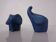 Mid-Century Blue Ceramic Elephants, Austria, Set of 2