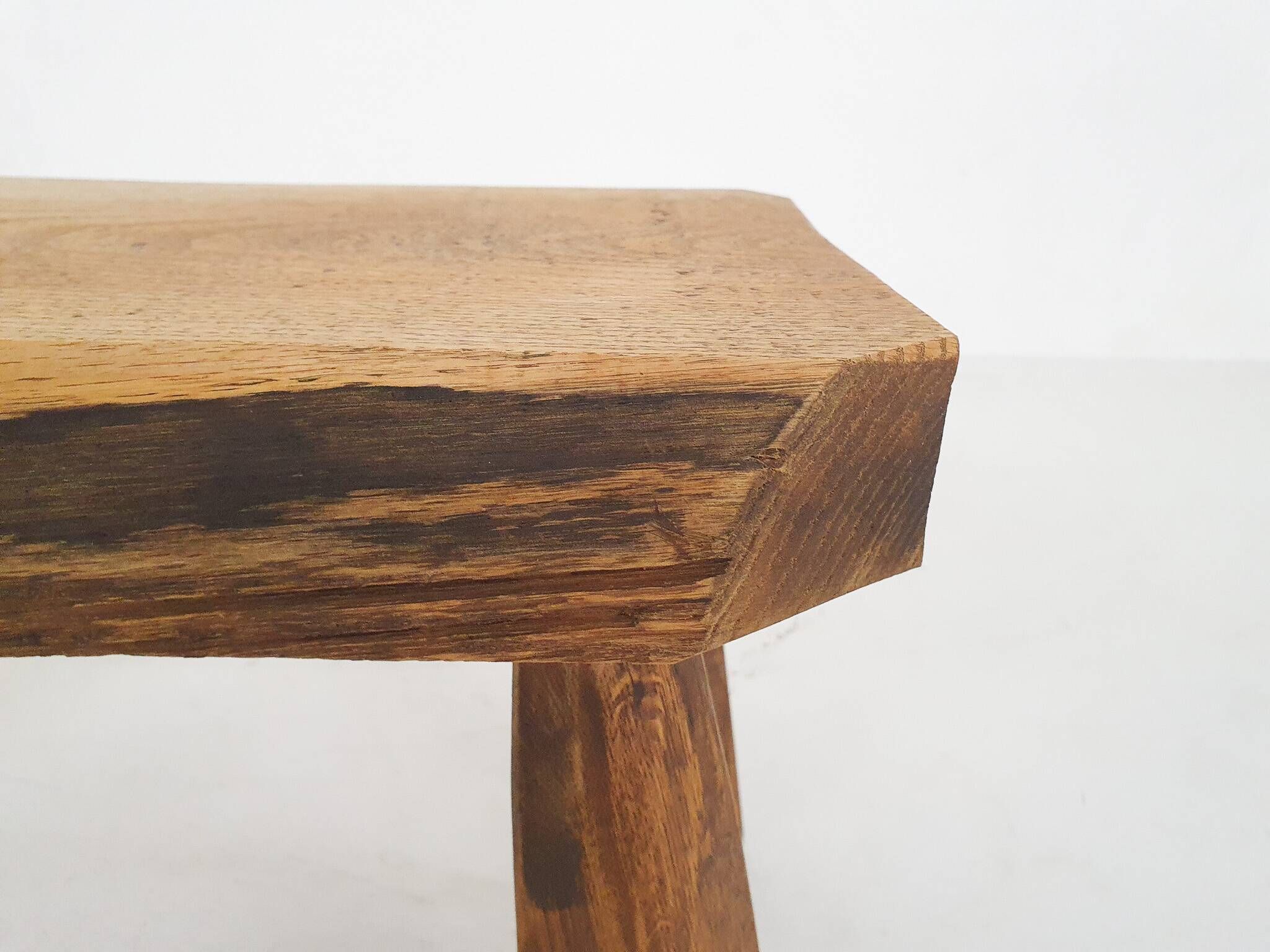 Solid oak side table, The Netherlands 1970's