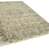 Handwoven vintage anatolian beige carpet 198 cm x 316 cm