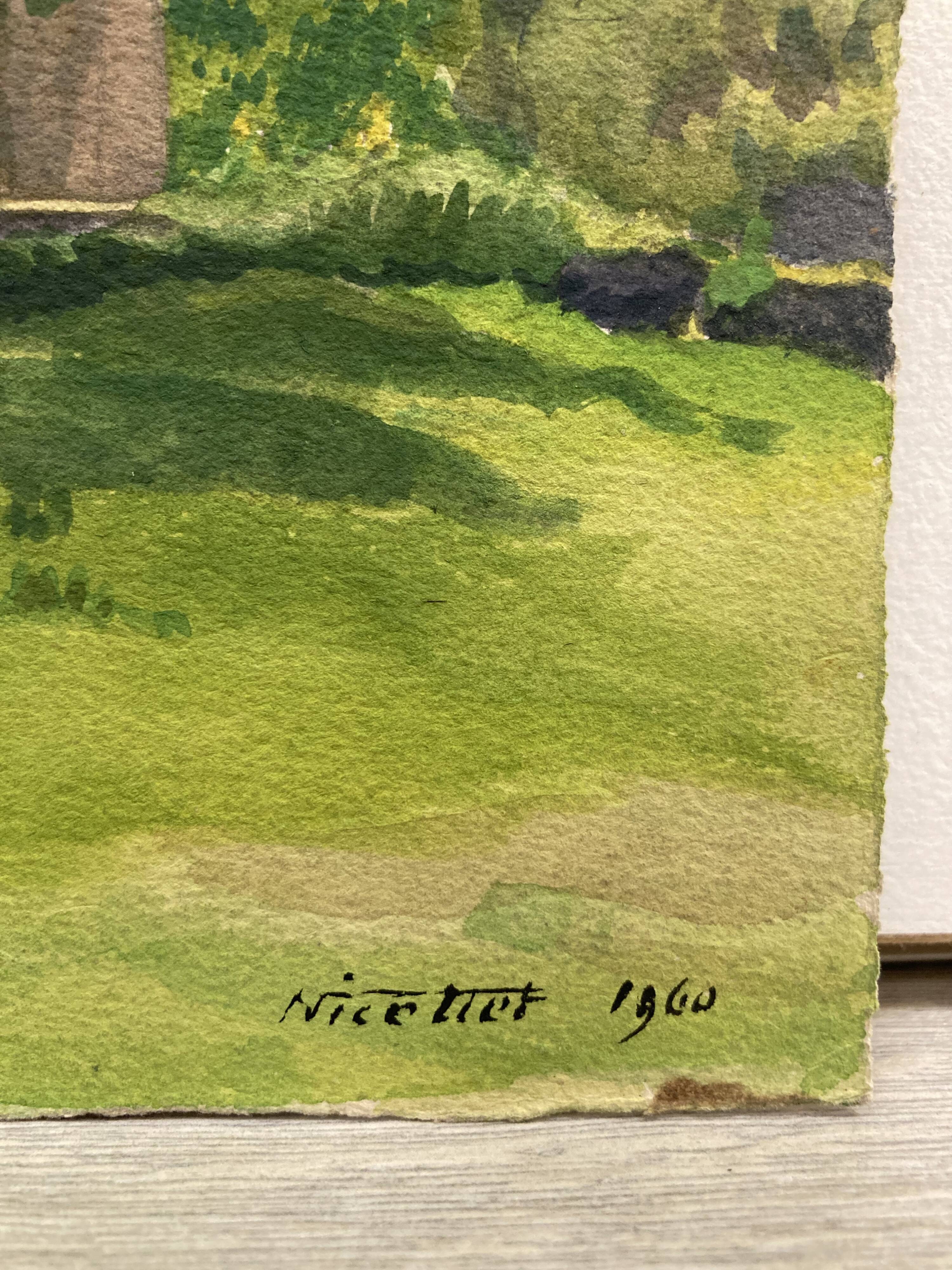 Watercolor vintage landscape