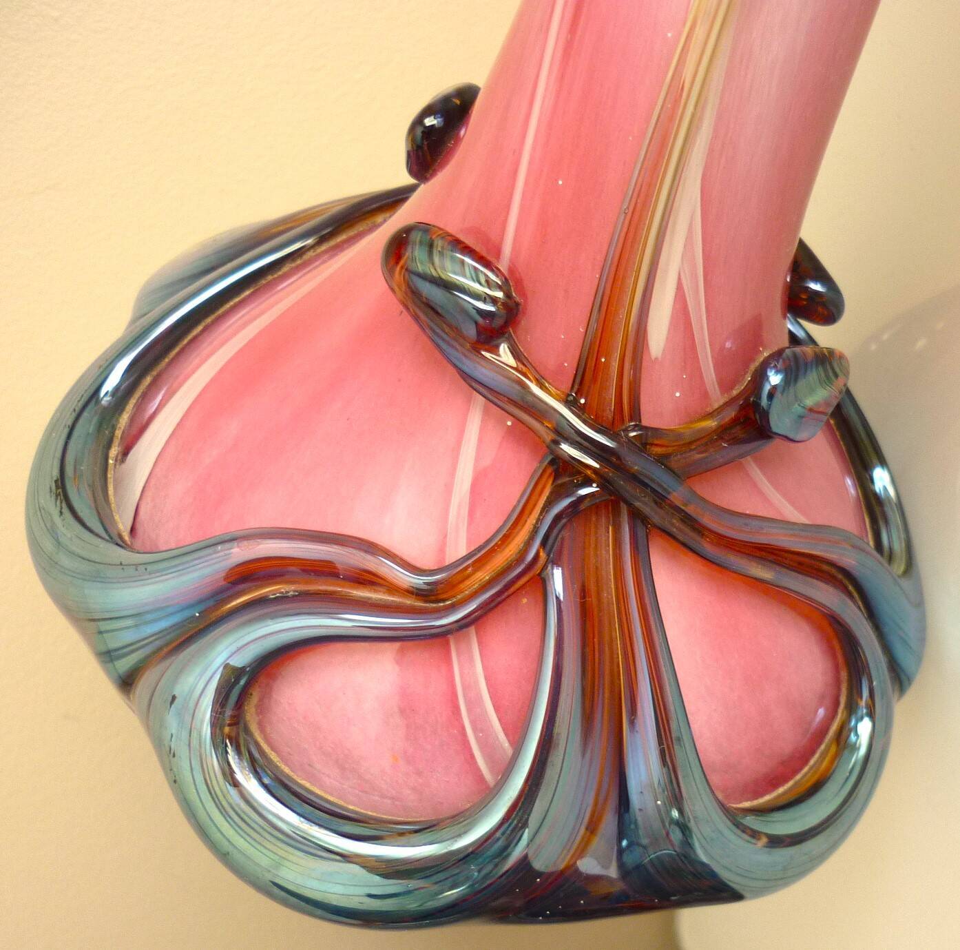 Blown glass vase, Biot, signed Jean Michel Operto, 1980s/1990s