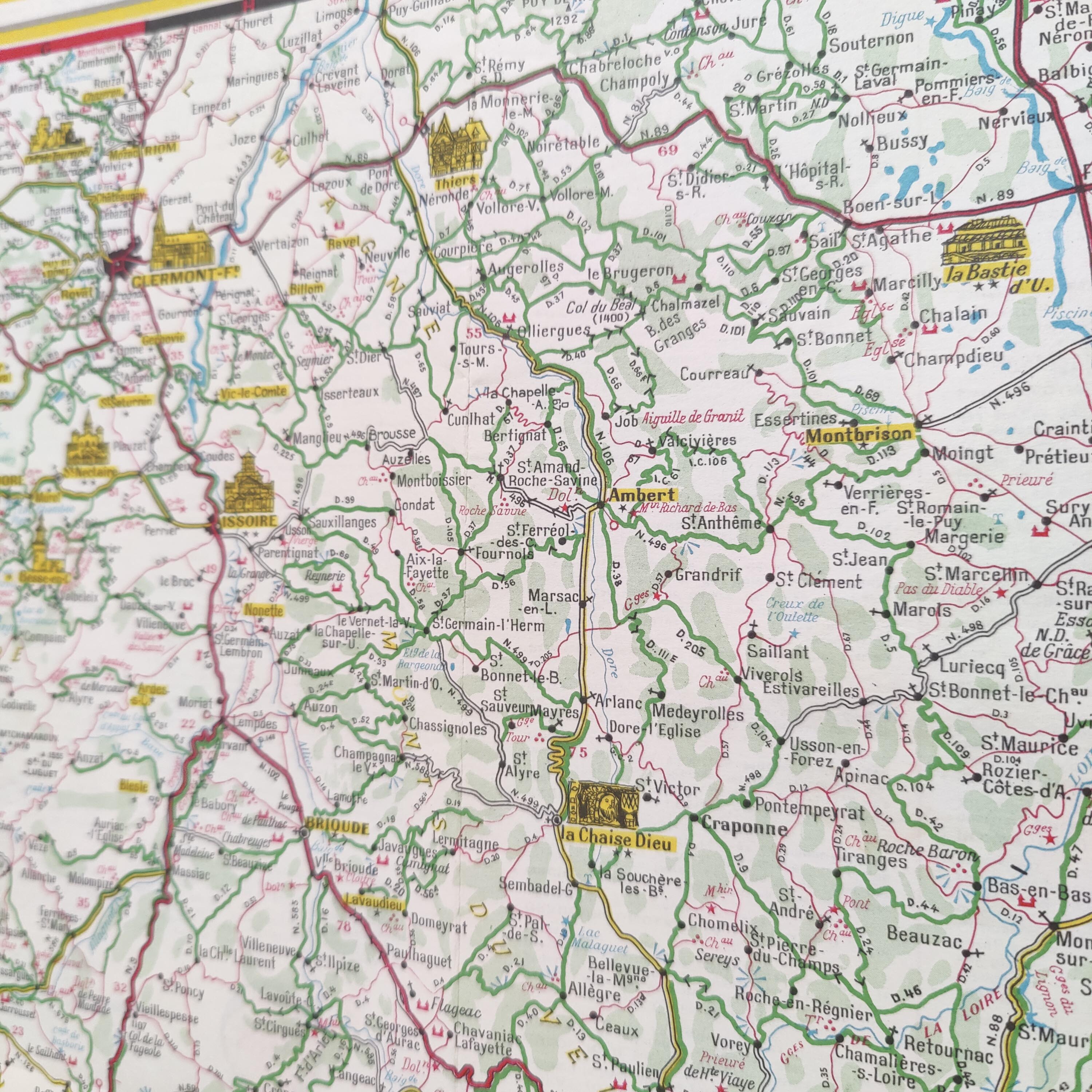 Map Shell Auvergne Cévennes 1959