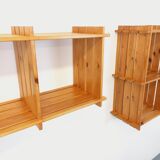Pair of vintage pine wall shelves, from the 80s