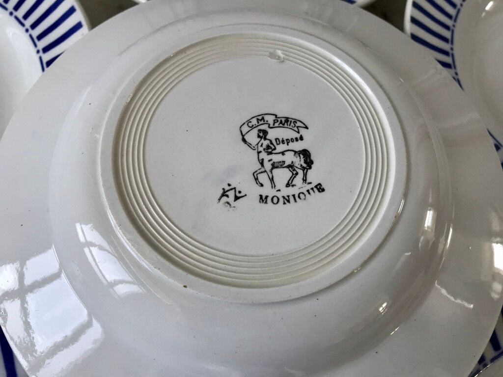 Lot of 6 hollow plates digoin sarreguemines model "monique" 30s