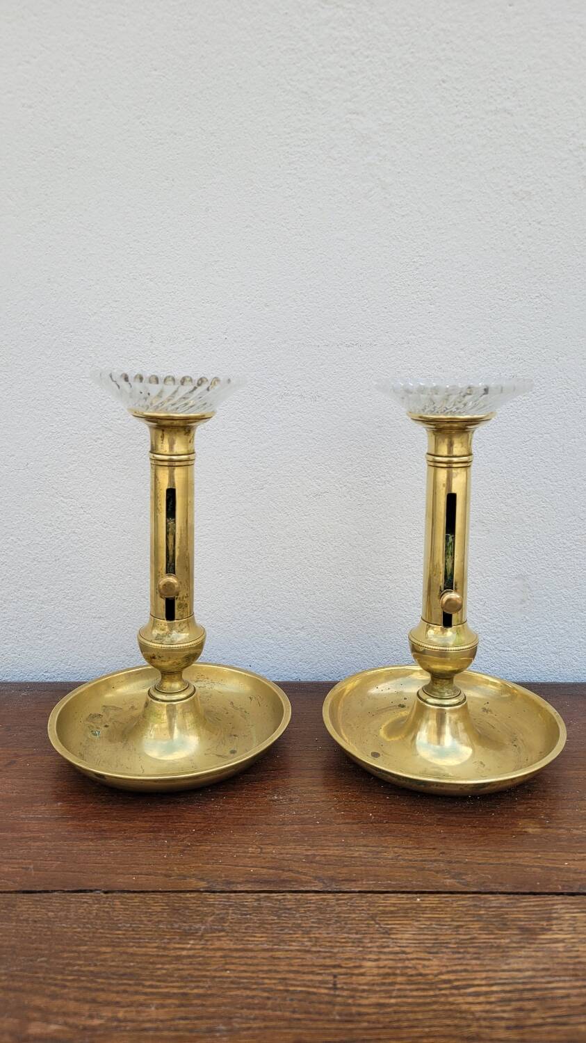 Pair of Louis Philippe candlesticks in brass 1900s