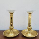 Paire de Bougeoirs Louis Philippe en laiton 1900s