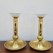 Paire de Bougeoirs Louis Philippe en laiton 1900s