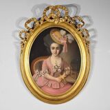 Important Pastel “The Girl with the Canary”, 19th century French school